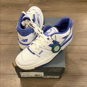 New Balance 550 White and Blue Athletic Shoes